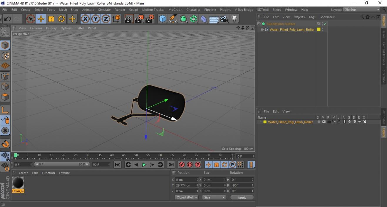Water Filled Poly Lawn Roller 3D model