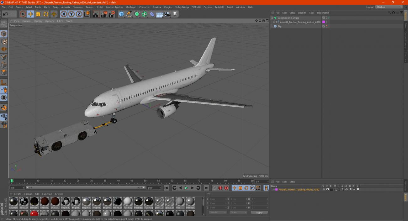 3D model Aircraft Tractor Towing Airbus A320