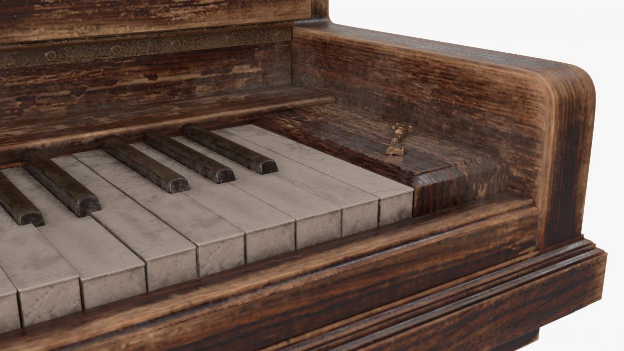 Old Western Piano Dark Wood 3D