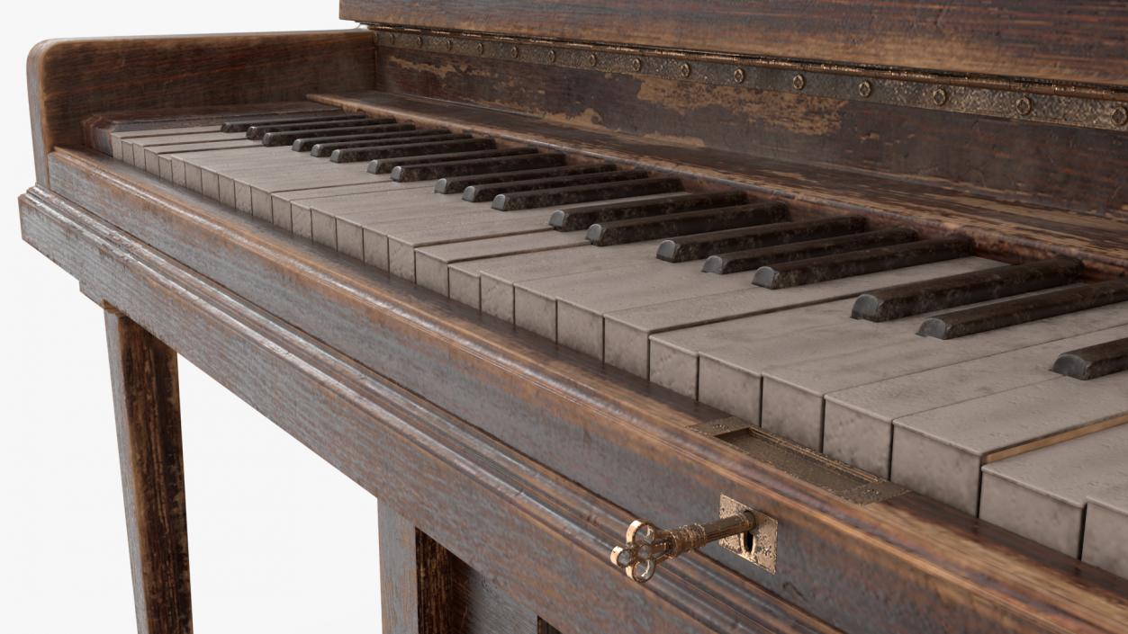 Old Western Piano Dark Wood 3D