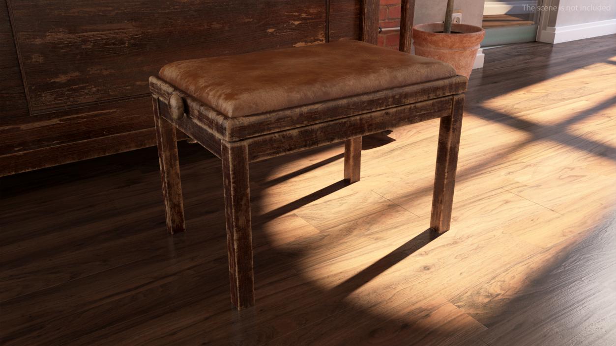 Old Western Piano Dark Wood 3D