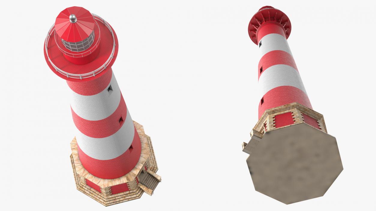 Red and White Striped Lighthouse 3D