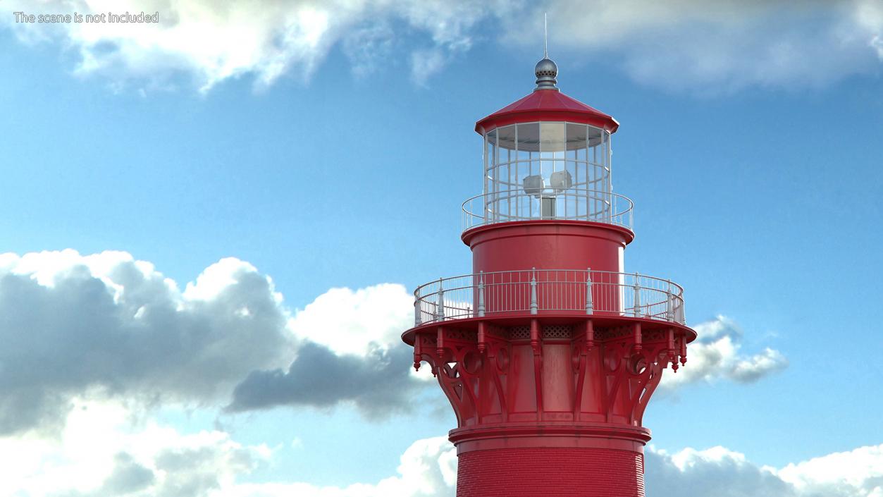 Red and White Striped Lighthouse 3D