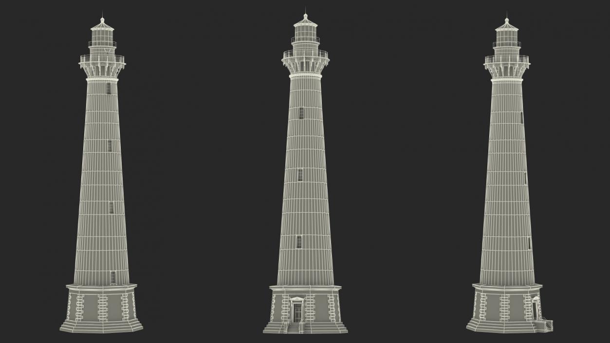 Red and White Striped Lighthouse 3D