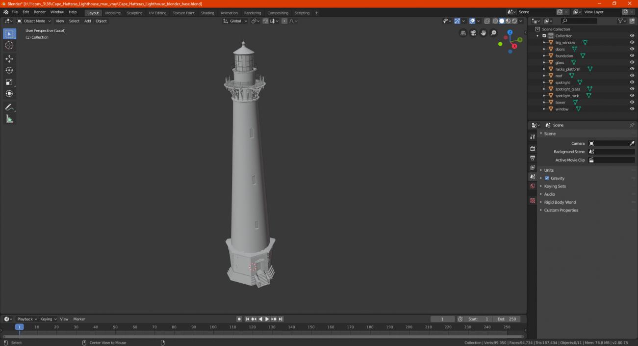 Red and White Striped Lighthouse 3D