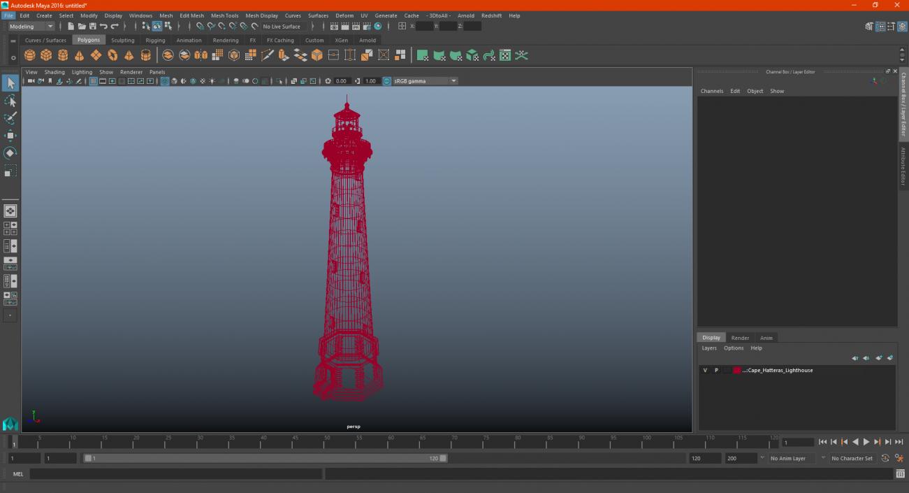 Red and White Striped Lighthouse 3D