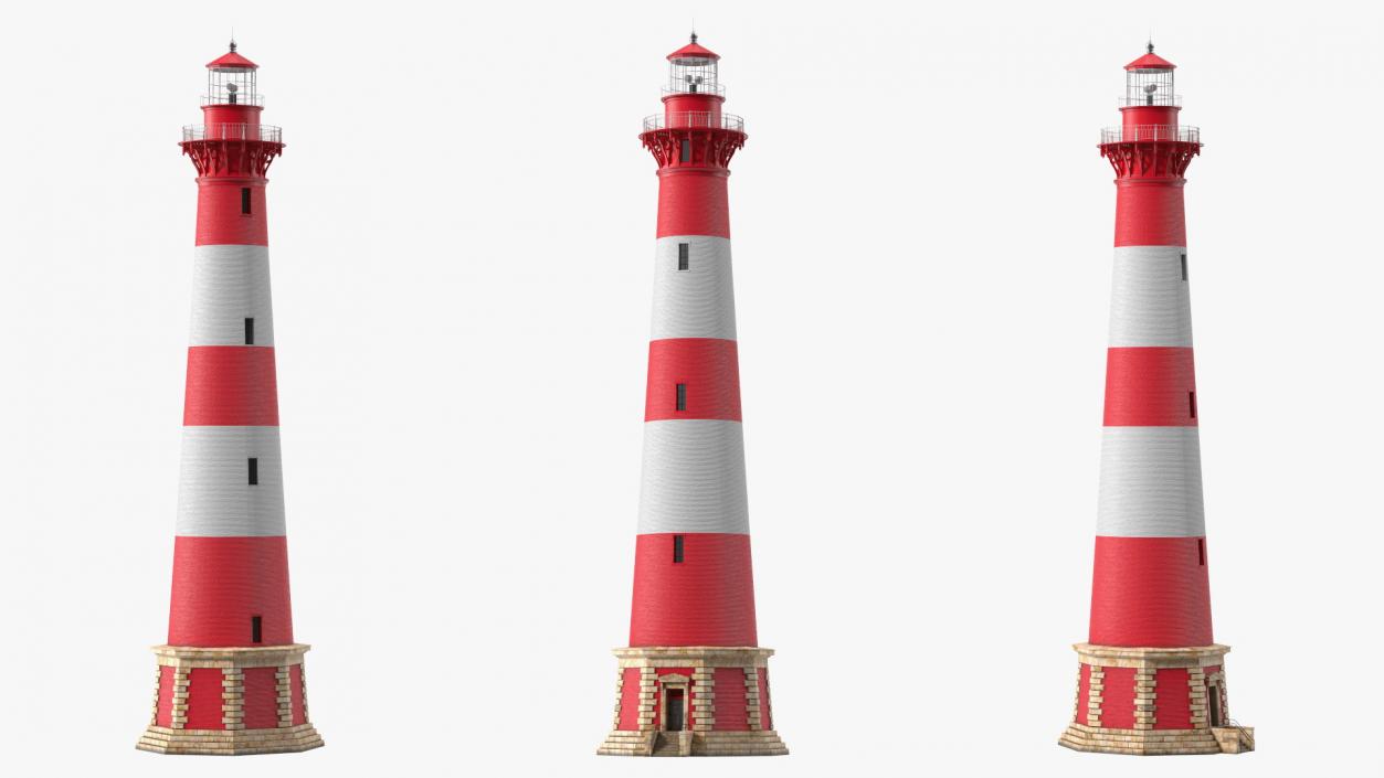 Red and White Striped Lighthouse 3D