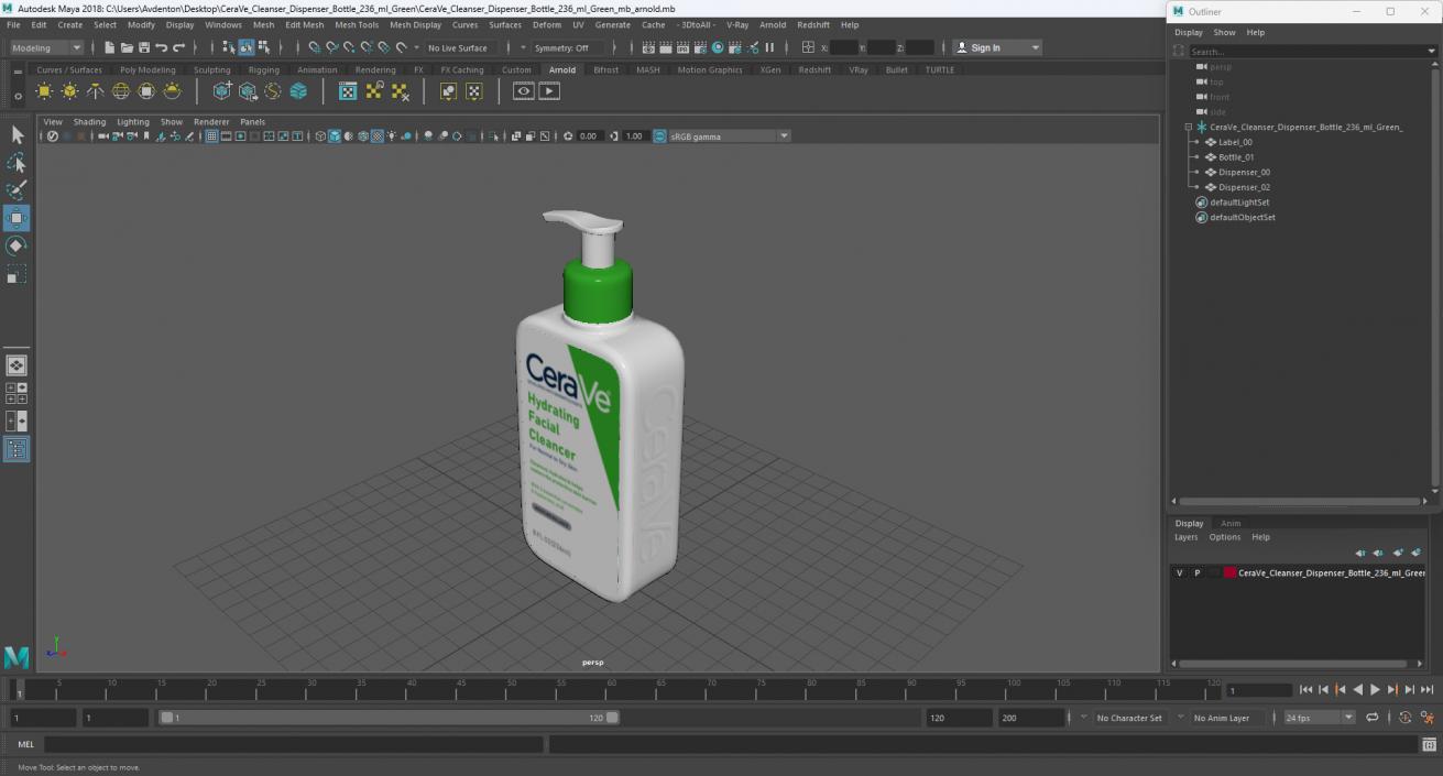 3D model CeraVe Cleanser Dispenser Bottle 236 ml Green