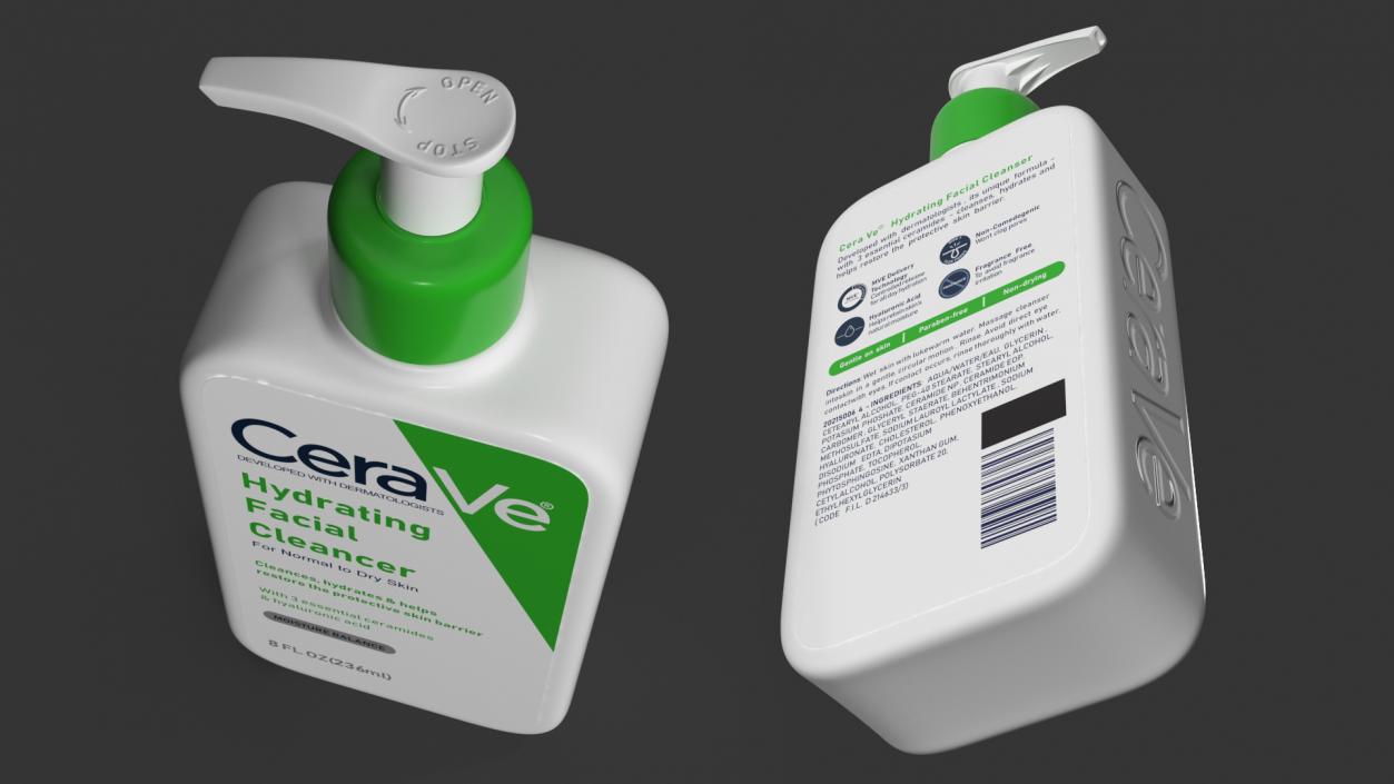 3D model CeraVe Cleanser Dispenser Bottle 236 ml Green