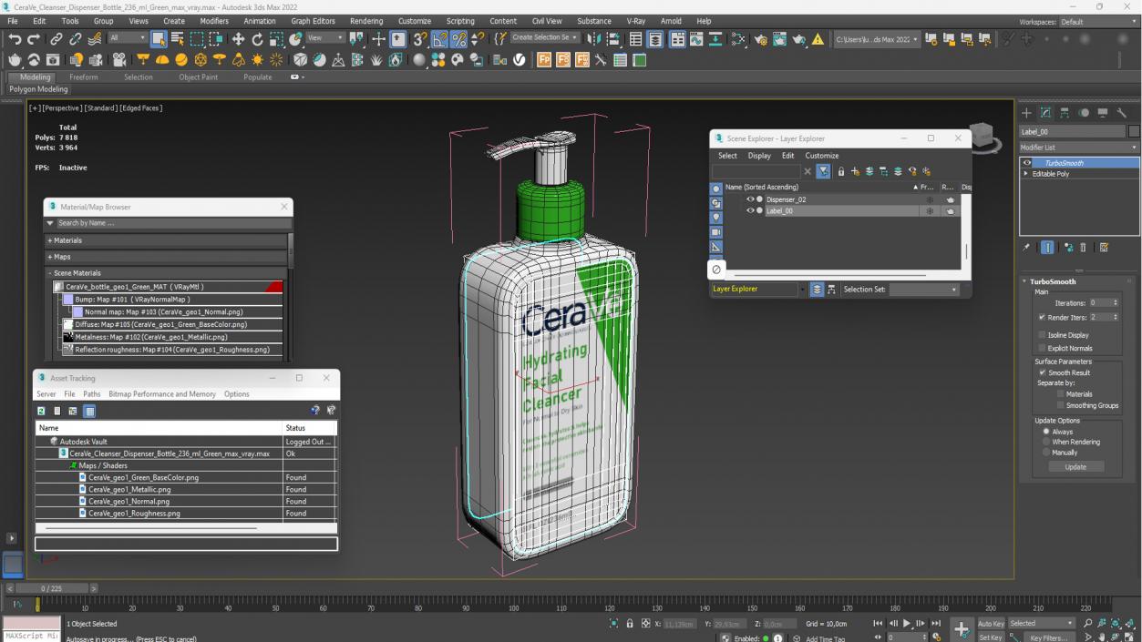 3D model CeraVe Cleanser Dispenser Bottle 236 ml Green