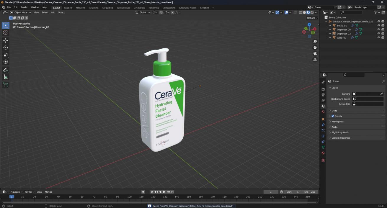 3D model CeraVe Cleanser Dispenser Bottle 236 ml Green