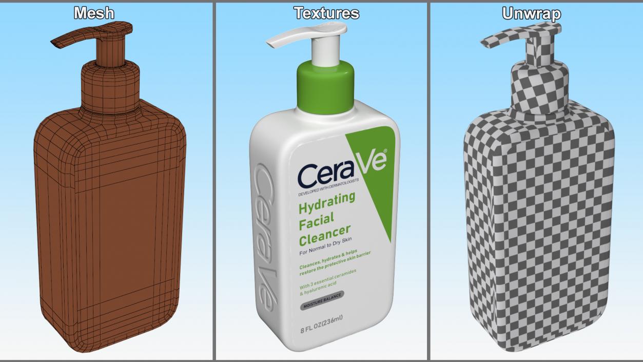 3D model CeraVe Cleanser Dispenser Bottle 236 ml Green