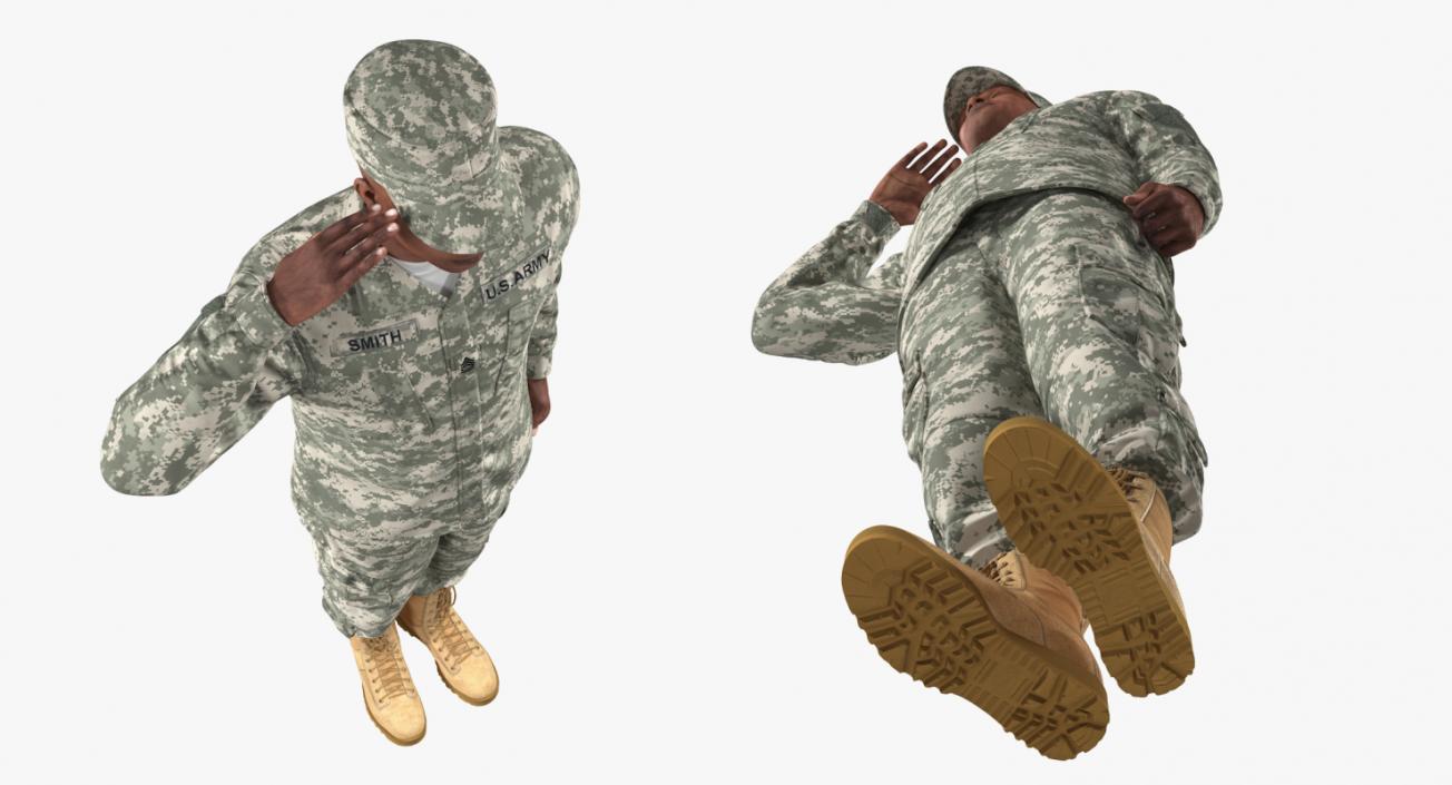 3D African-American US Soldier ACU Rigged model