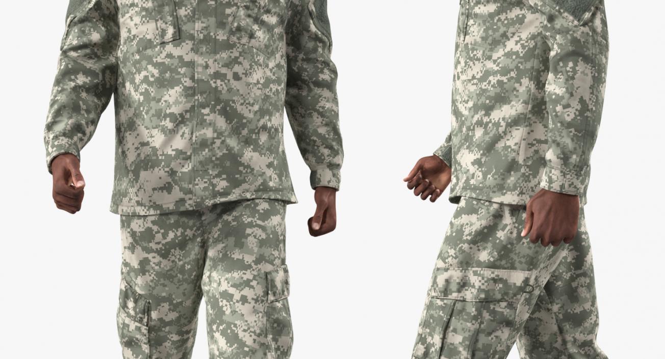 3D African-American US Soldier ACU Rigged model