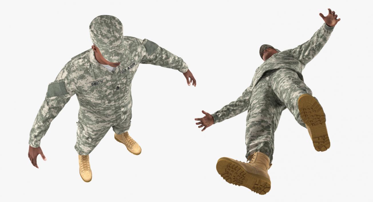 3D African-American US Soldier ACU Rigged model