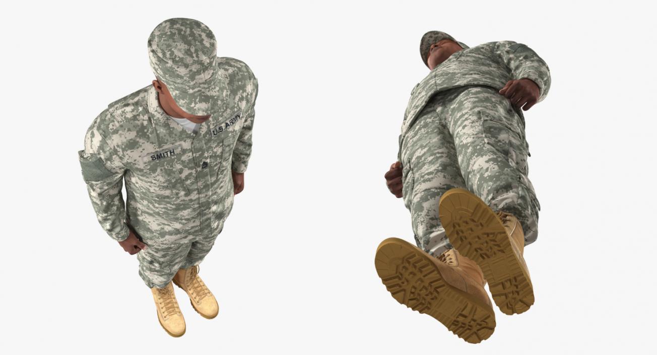 3D African-American US Soldier ACU Rigged model