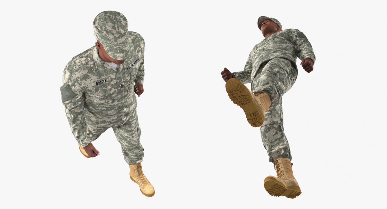 3D African-American US Soldier ACU Rigged model