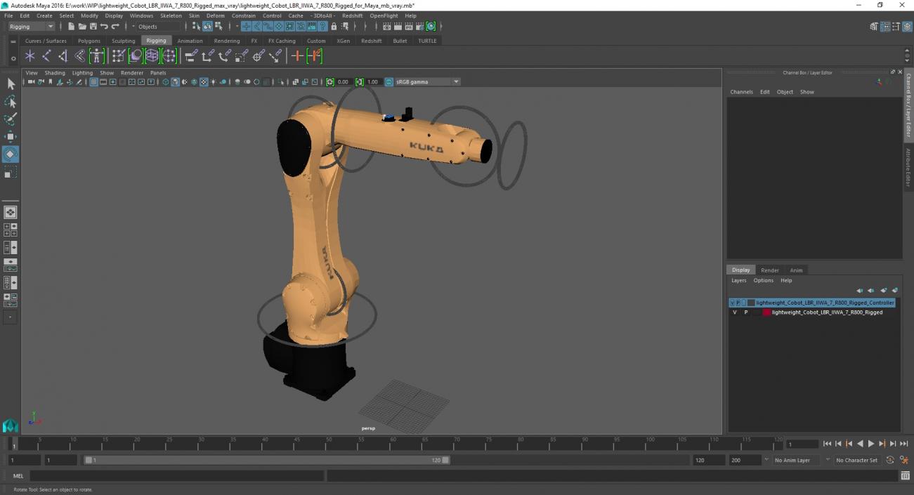 Lightweight Cobot LBR IIWA 7 R800 Rigged for Maya 3D model