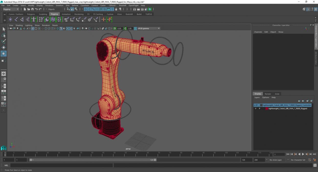 Lightweight Cobot LBR IIWA 7 R800 Rigged for Maya 3D model