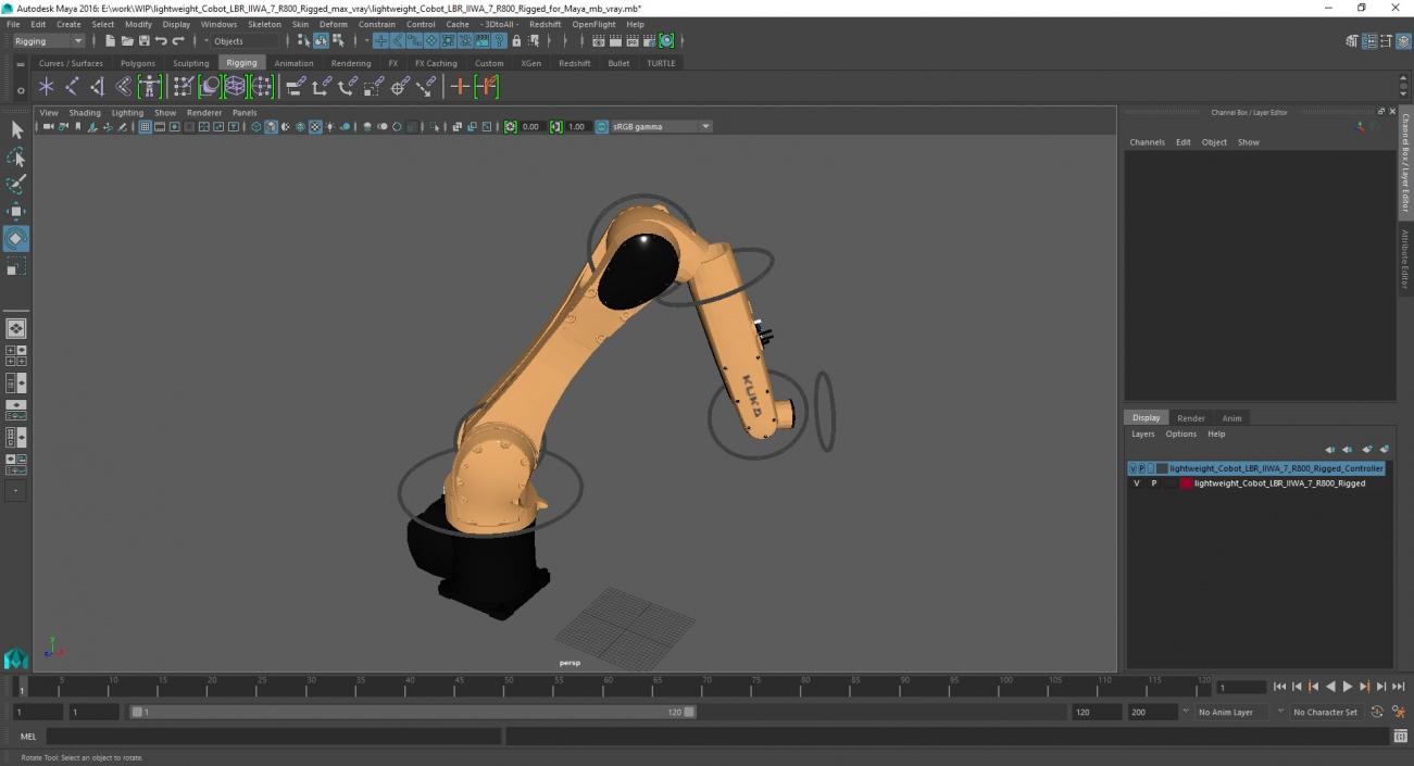 Lightweight Cobot LBR IIWA 7 R800 Rigged for Maya 3D model