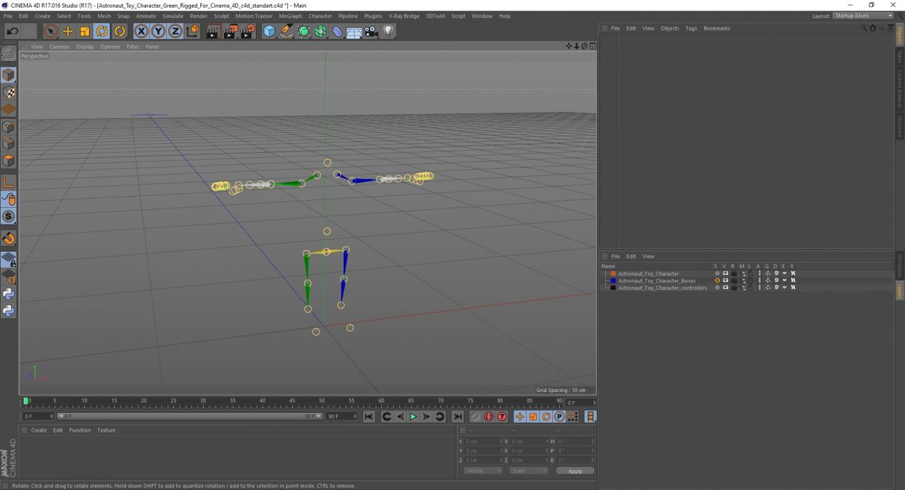 3D model Astronaut Toy Character Green Rigged for Cinema 4D