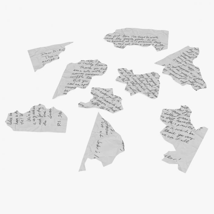 3D Torn Letter Pieces model