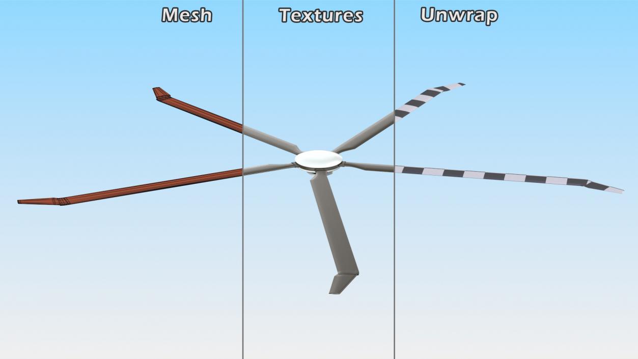 Helicopter Morphing Rotor Blades Rigged 3D model