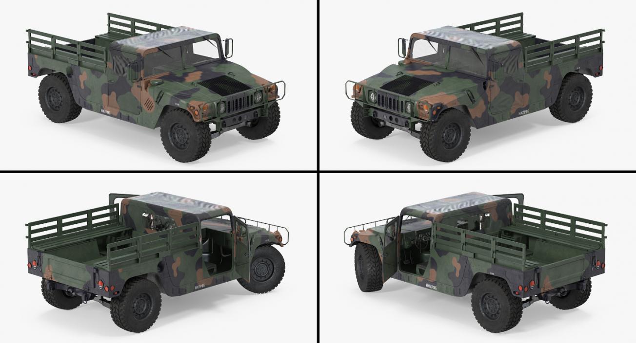 Cargo Troop Carrier Car HMMWV m1038 Rigged Camo 3D