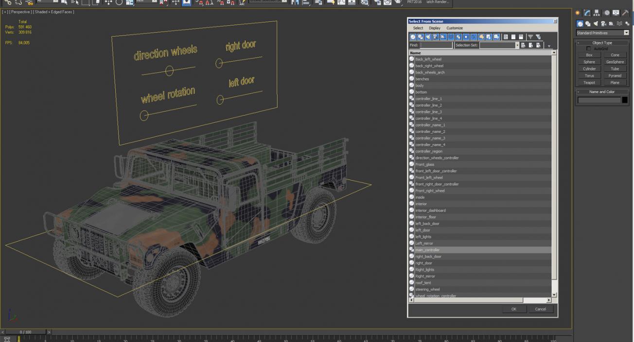 Cargo Troop Carrier Car HMMWV m1038 Rigged Camo 3D