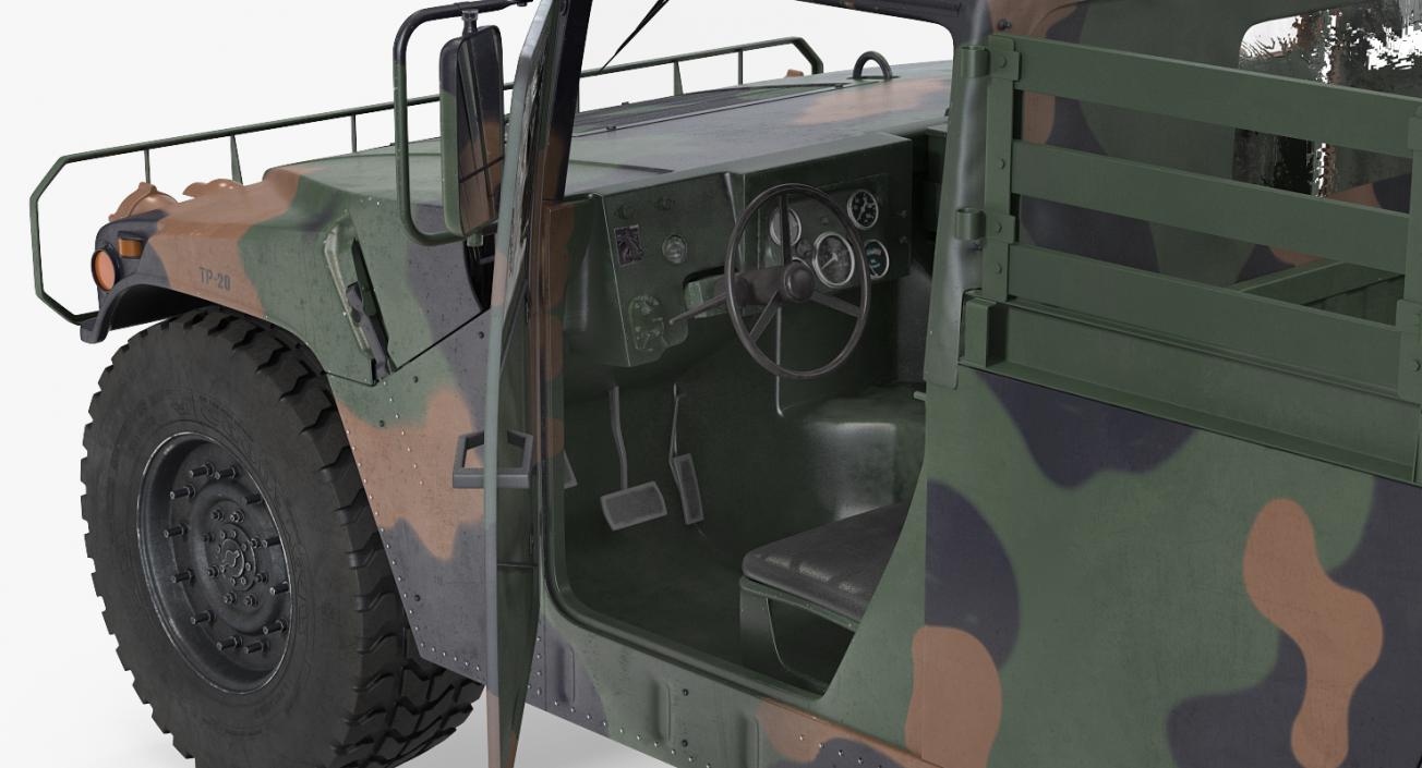 Cargo Troop Carrier Car HMMWV m1038 Rigged Camo 3D