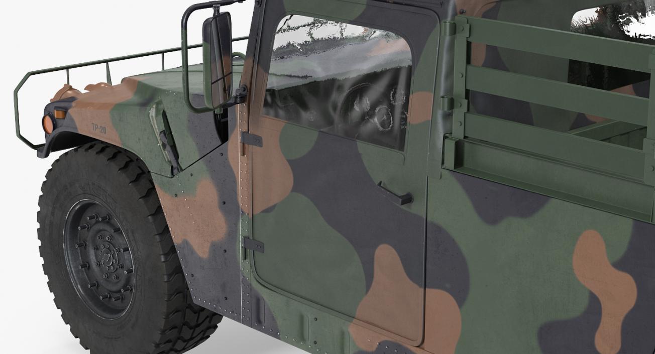 Cargo Troop Carrier Car HMMWV m1038 Rigged Camo 3D