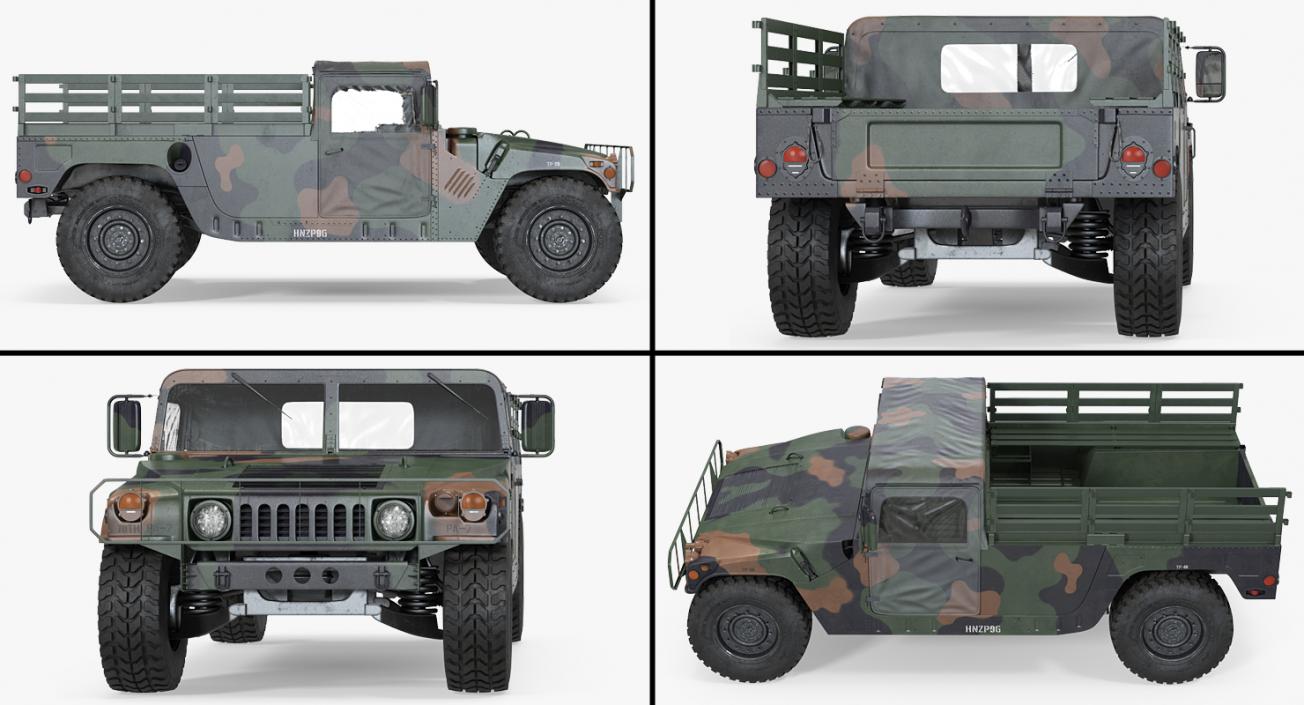 Cargo Troop Carrier Car HMMWV m1038 Rigged Camo 3D