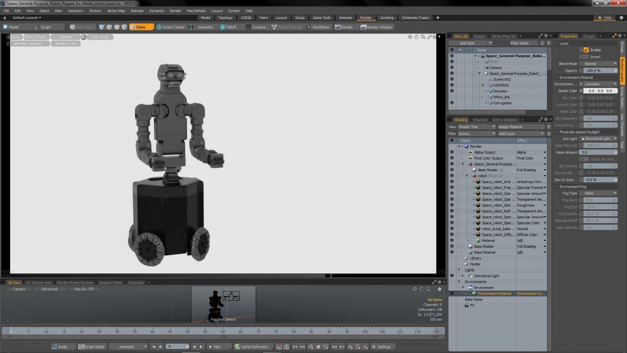 3D Space General-Purpose Robot Rigged for Modo model