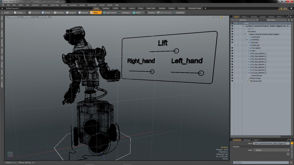 3D Space General-Purpose Robot Rigged for Modo model