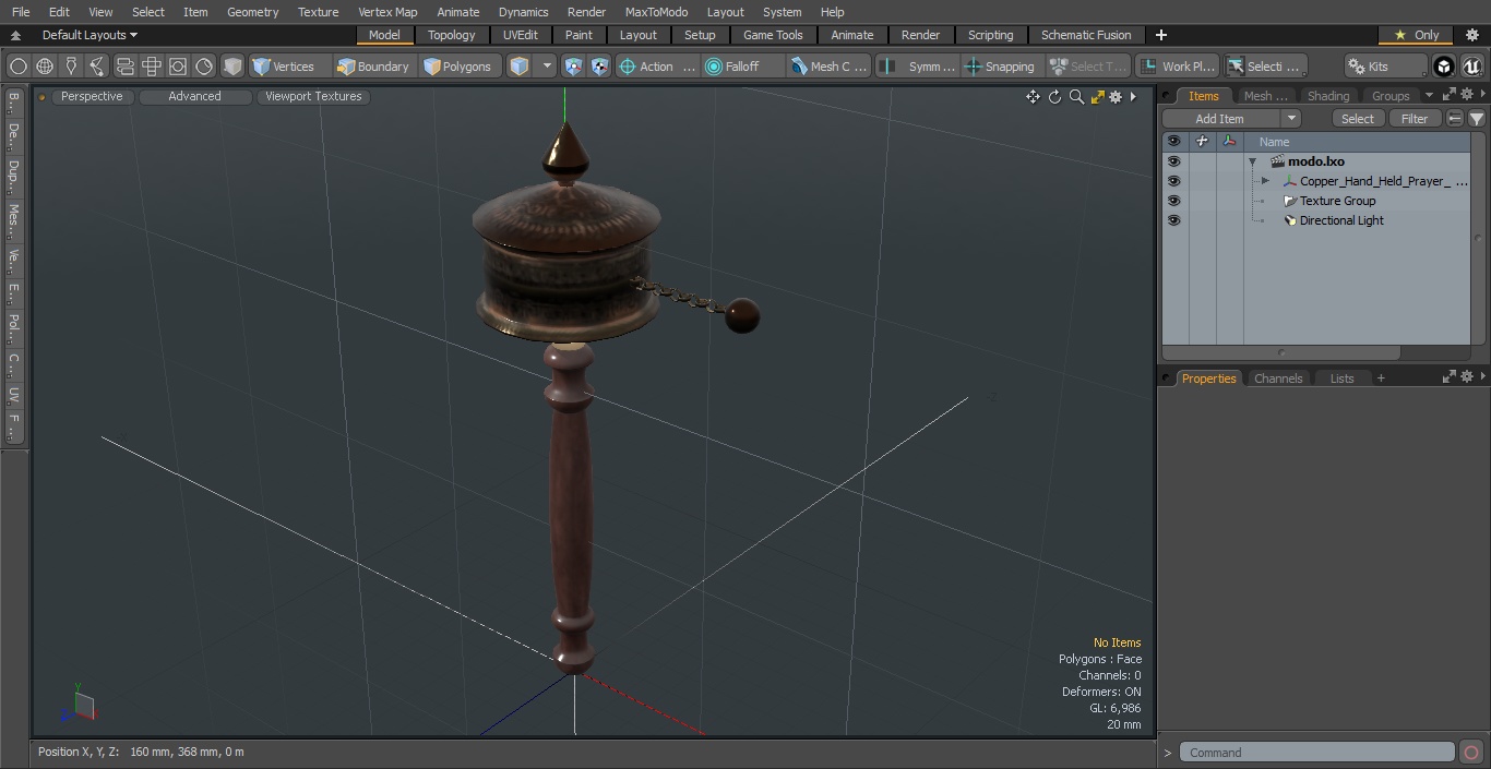 Copper Hand Held Prayer Wheel 3D model