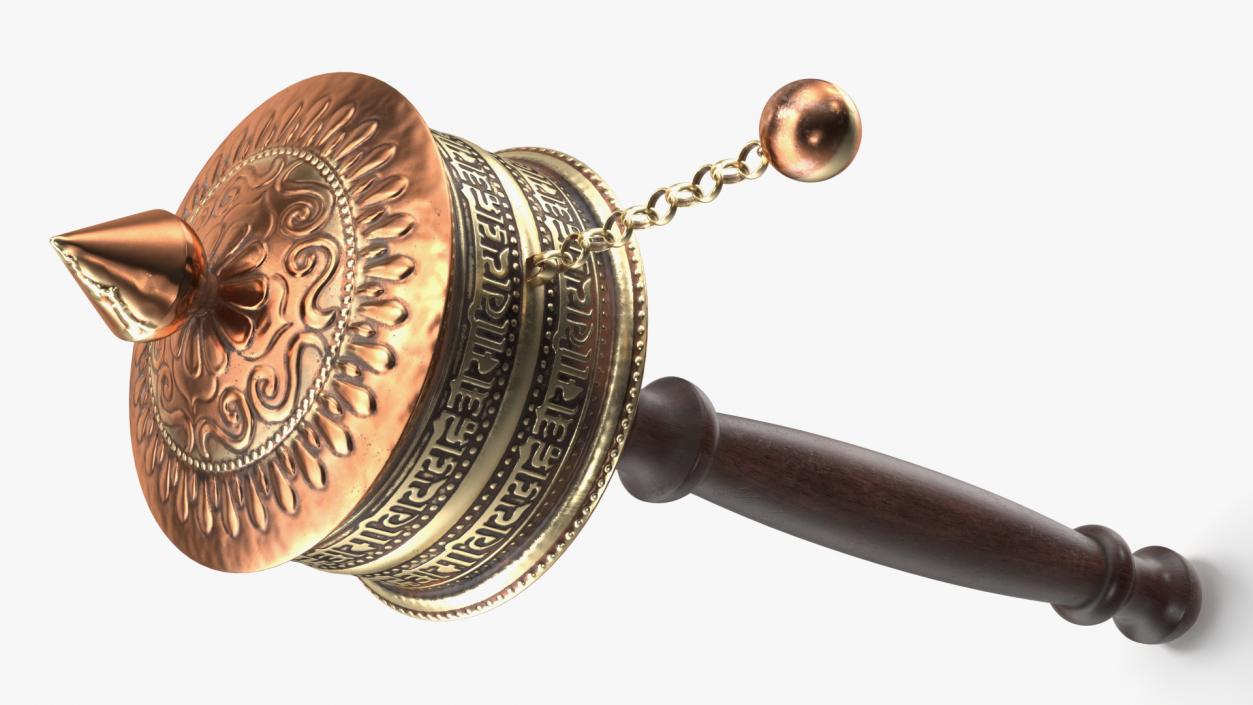 Copper Hand Held Prayer Wheel 3D model