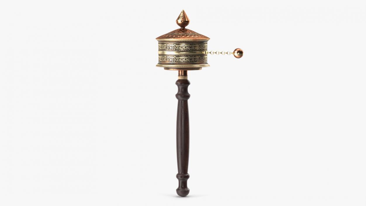 Copper Hand Held Prayer Wheel 3D model