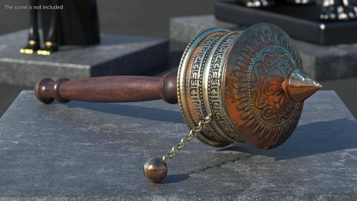 Copper Hand Held Prayer Wheel 3D model