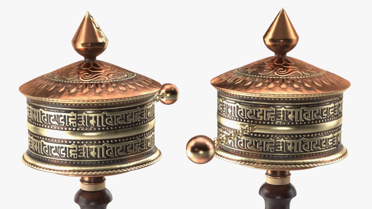 Copper Hand Held Prayer Wheel 3D model