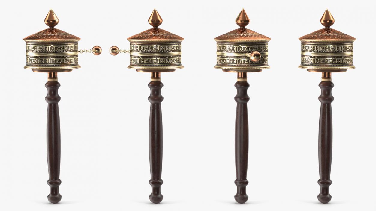 Copper Hand Held Prayer Wheel 3D model