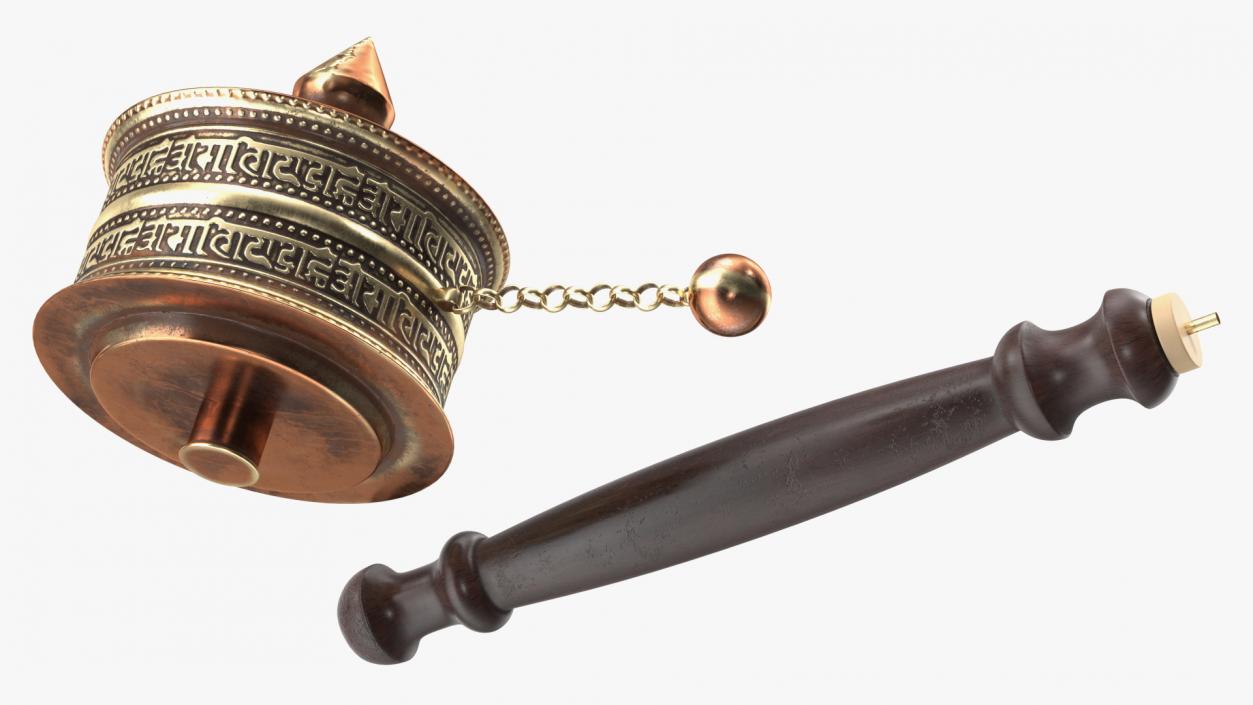 Copper Hand Held Prayer Wheel 3D model