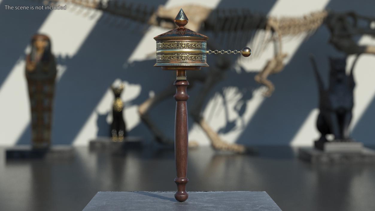 Copper Hand Held Prayer Wheel 3D model