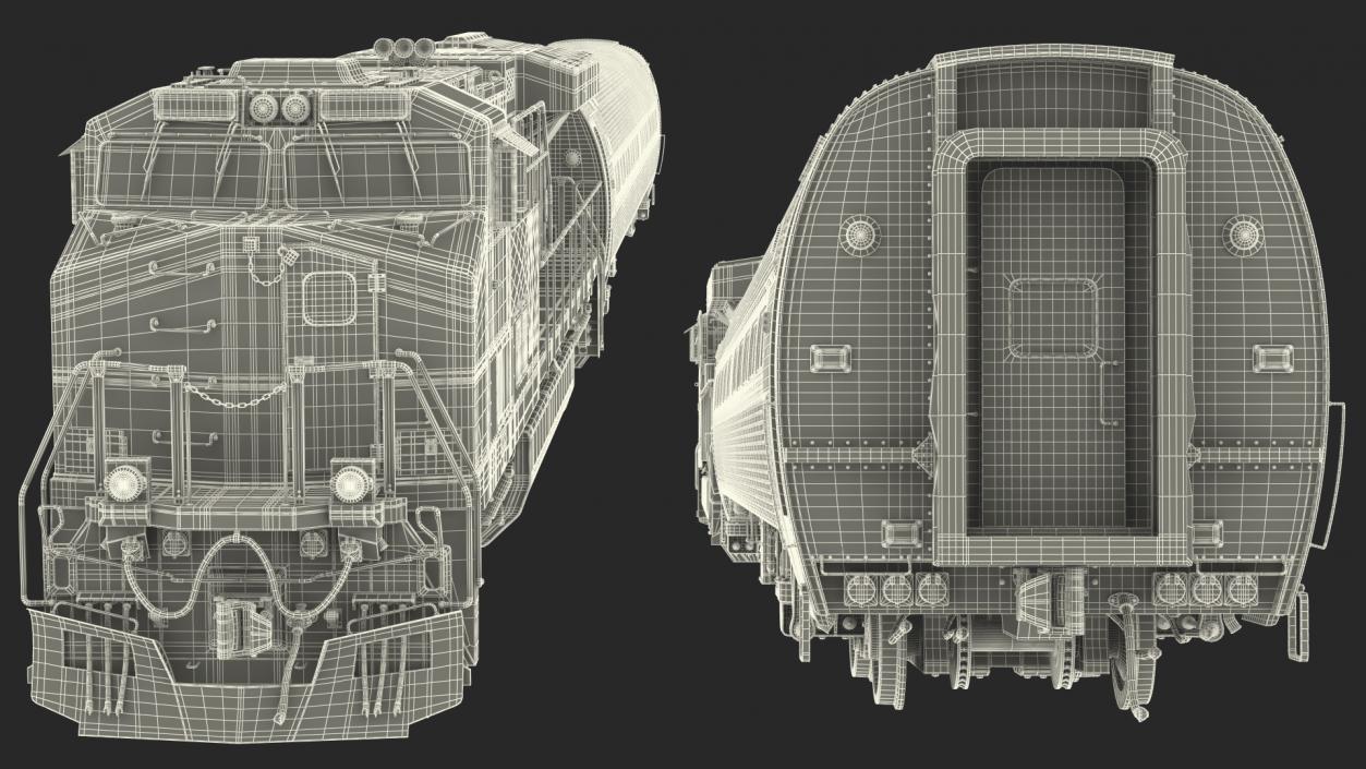 Locomotive with Wagons 3D