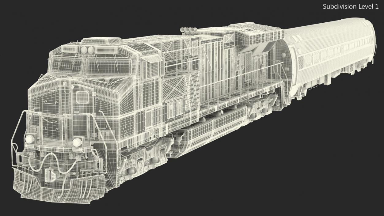 Locomotive with Wagons 3D