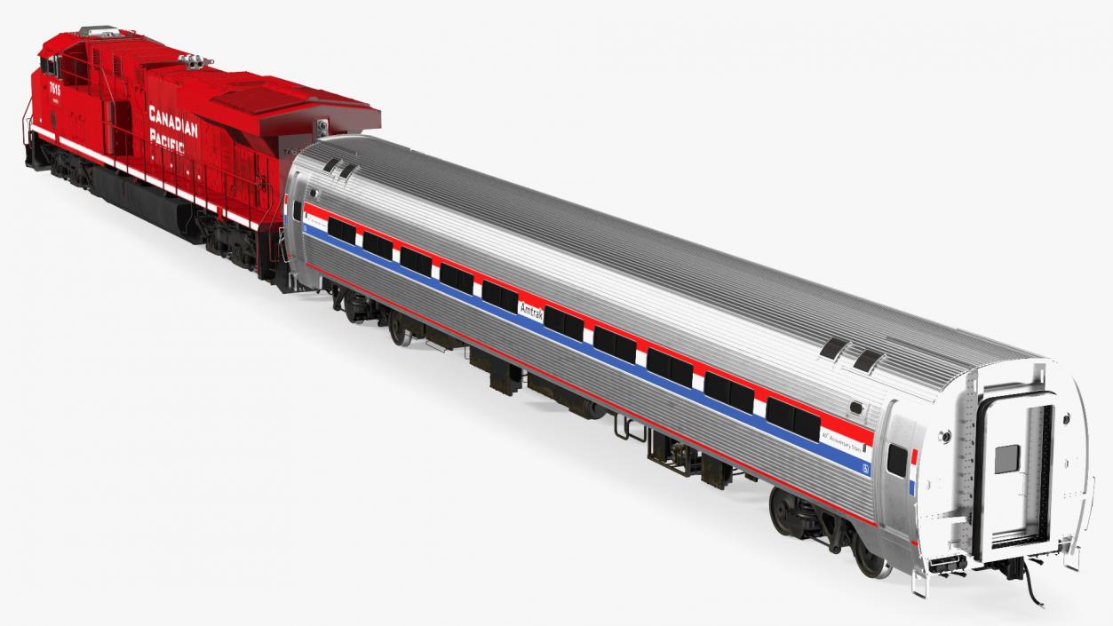 Locomotive with Wagons 3D