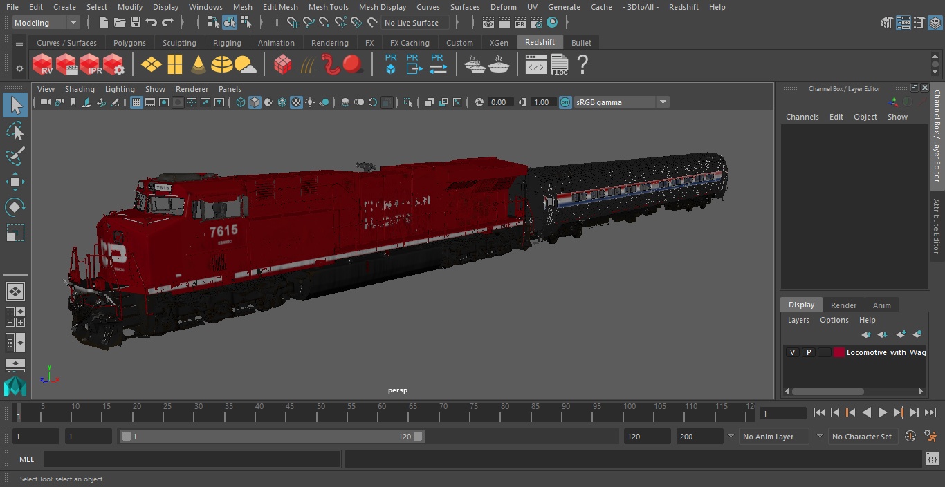 Locomotive with Wagons 3D