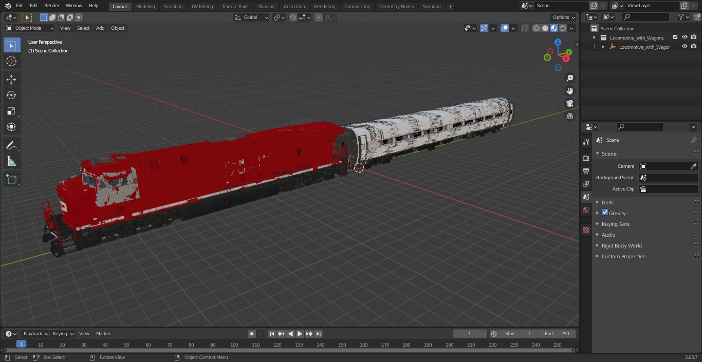 Locomotive with Wagons 3D