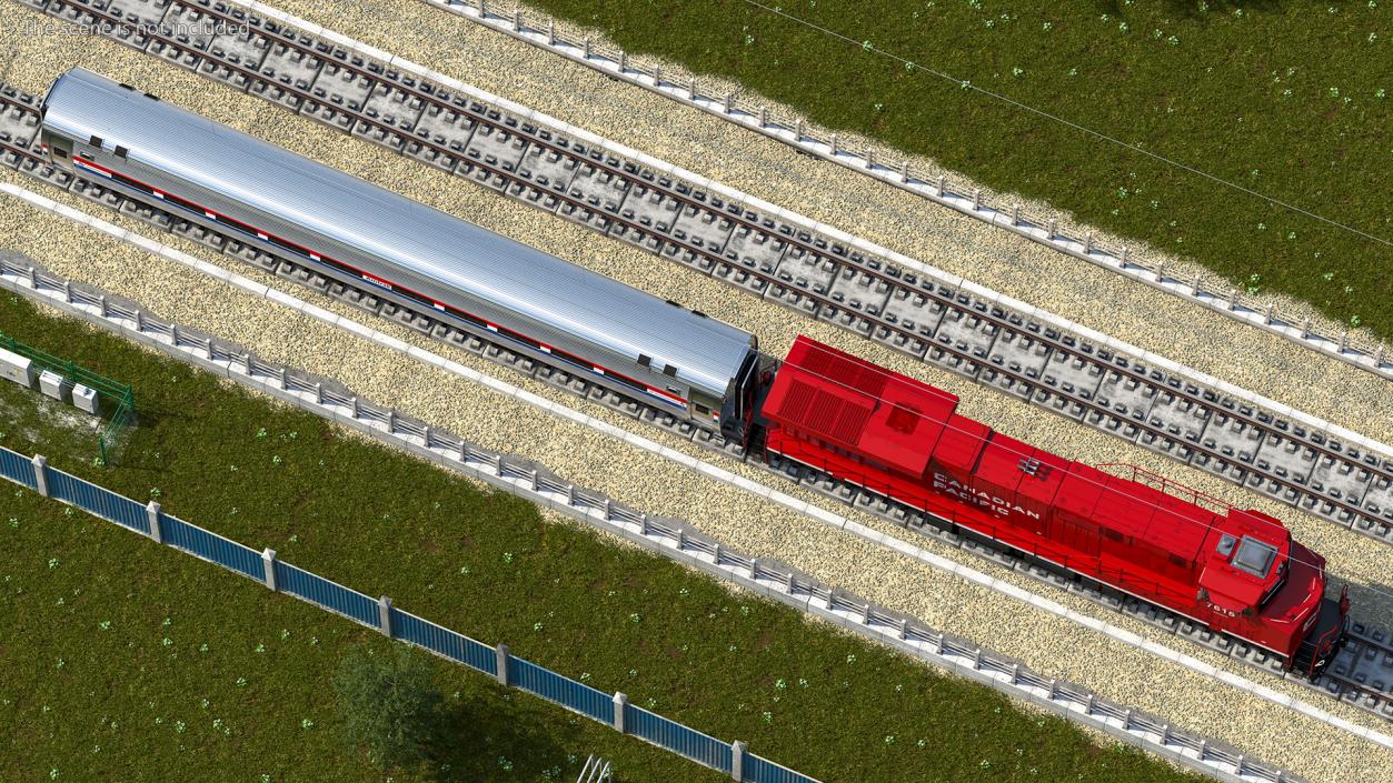 Locomotive with Wagons 3D