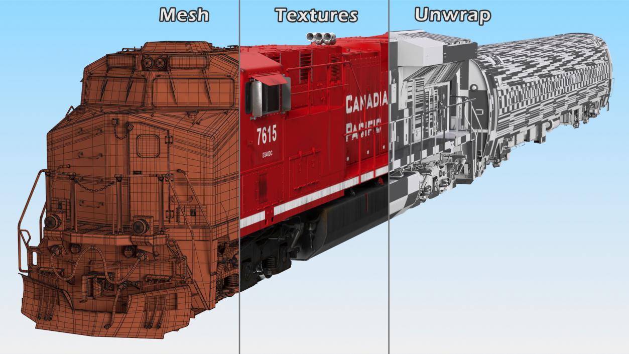 Locomotive with Wagons 3D