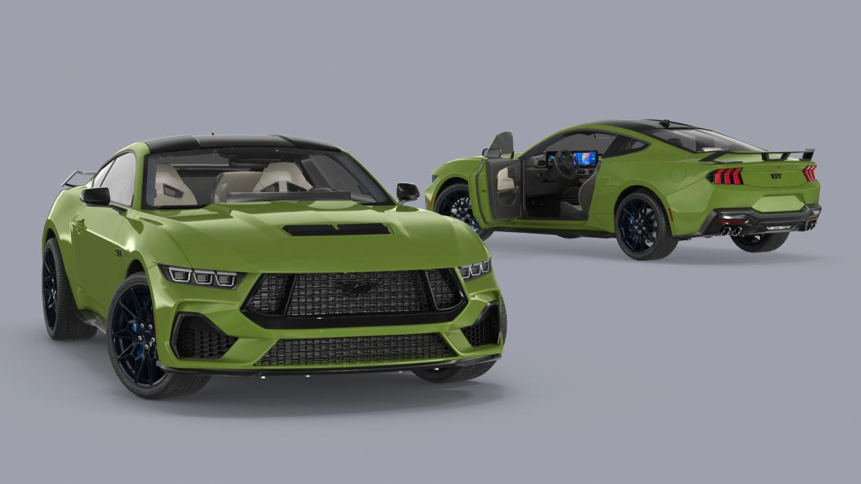 3D model Ford Mustang 2024 Green Rigged